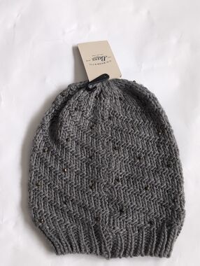 G.H. Bass & Co. Gray Knit Beanie with Subtle Metallic Studs